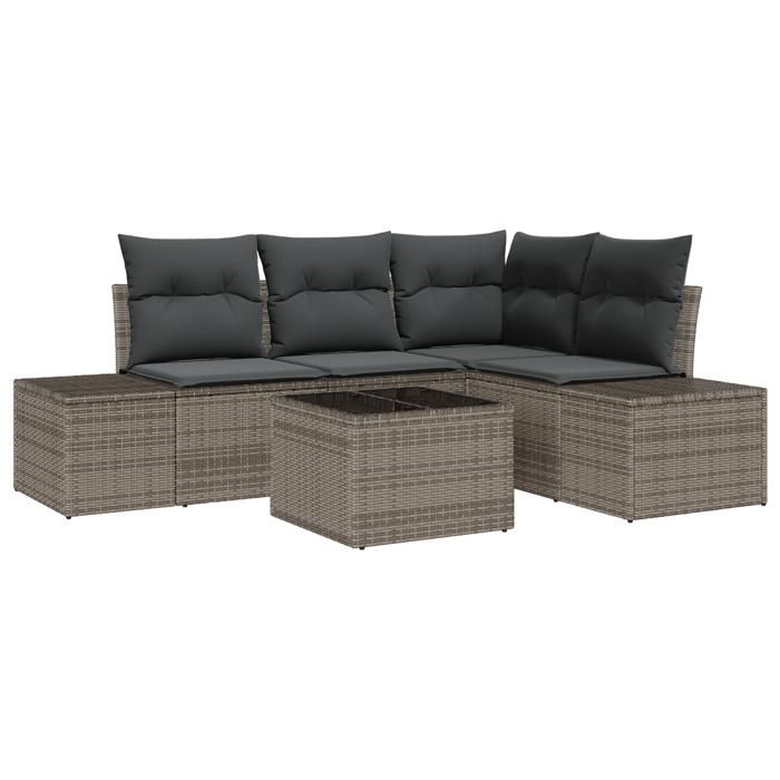VidaXL Ensemble de Canapé de Jardin de 4 Pièces avec Coussins Gris Rattan Poly 3347049