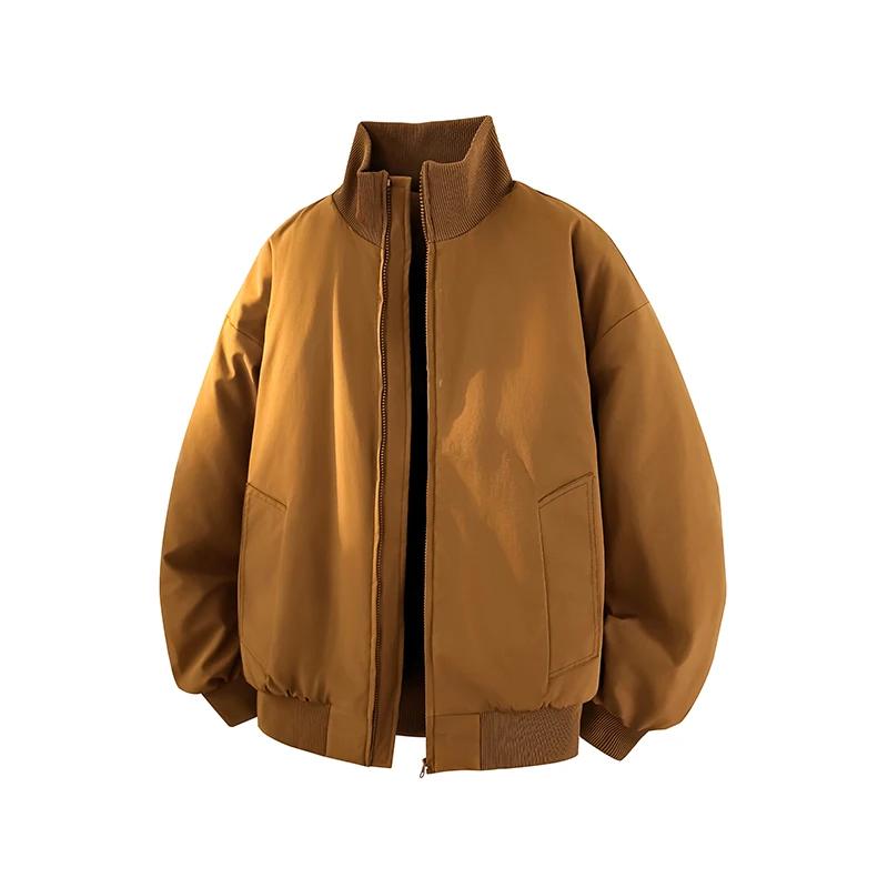 Autumn Men Harajuku Jacket Men Loose Parkas Jacket Winter Men Soild Color Casual Coats Male Outerwear Black Cotton Padded Jacket