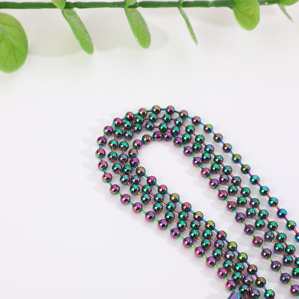 Colorful Iridescent Glass Bead Chain for Plush Toys and DIY Jewelry Accessories