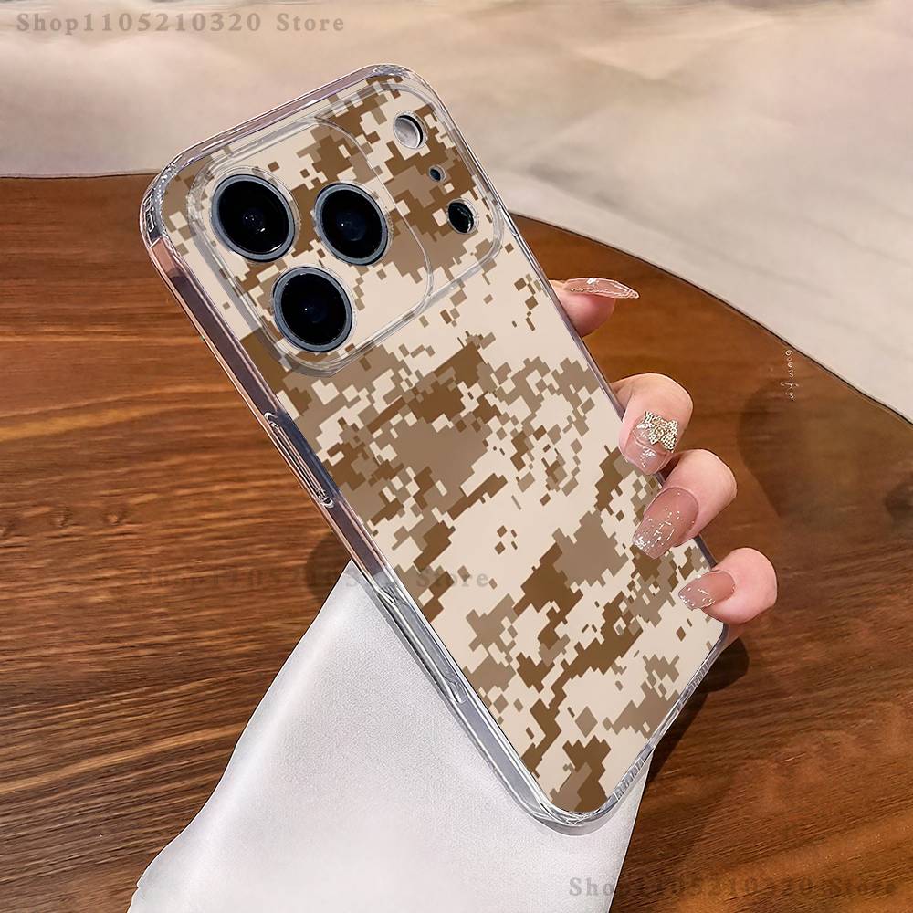 Military Pattern Camouflage Phone Case iPhone17 16 15 14 13 12 11 Pro Max Plus Mini Clear Full Back Cover Silicone Soft Shell