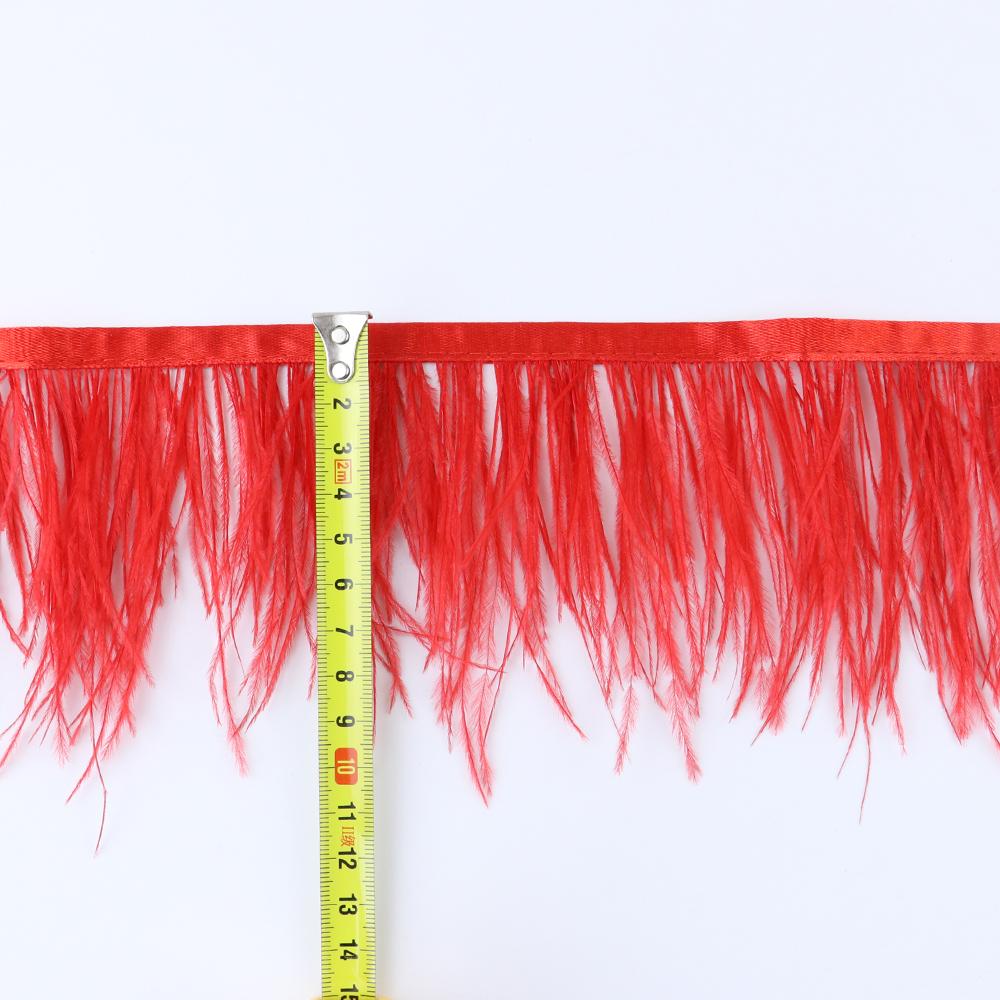 Peří1Metr Vysoce Kvalitní Pštrosí Peří Ozdoba 8-10cm Červené Peří Stuha pro Kutilství Svatba Večírek Šaty Šití Ozdobné Peří Dekorace Řemesla