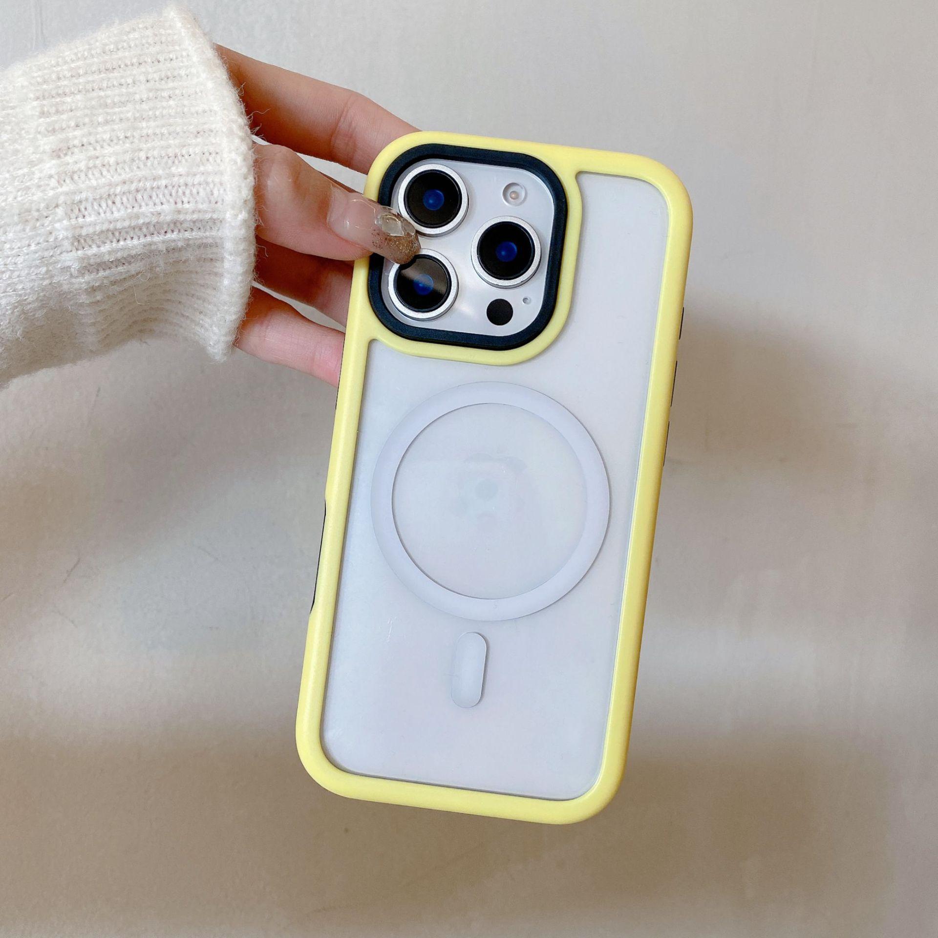 

Высококачественный чехол для мобильного телефона цвета макарон, подходит для Apple 15promax, магнитный защитный чехол, чехол для iPhone 16 14 Apple 11Promax жёлтый