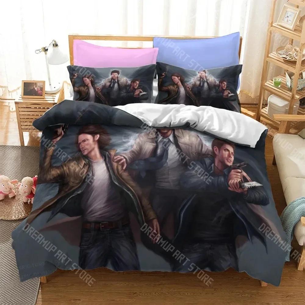 3D-print Populär TV-serie Supernatural Sängkläder Set Täcke 3D-print Lyxigt Påslakan Set Hemtextil Dekoration Queen King Enkel