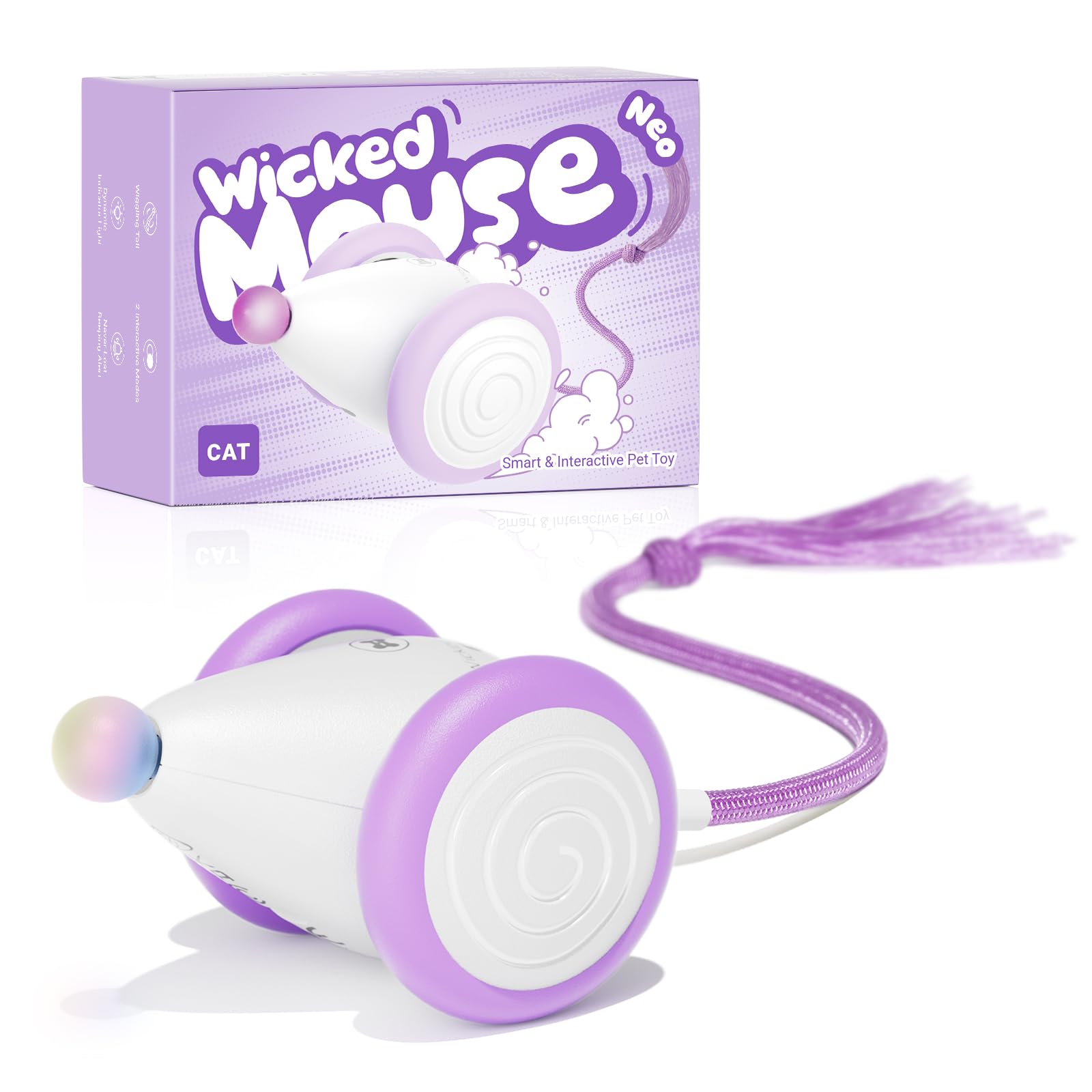 

Hoochii x Cheerble Wicked Mouse Neo Cat Toy, 3rd Generation (2025), Automatic Moving Mouse, Solitaire Play, Electric Cat Teaser with Mouse Tail,