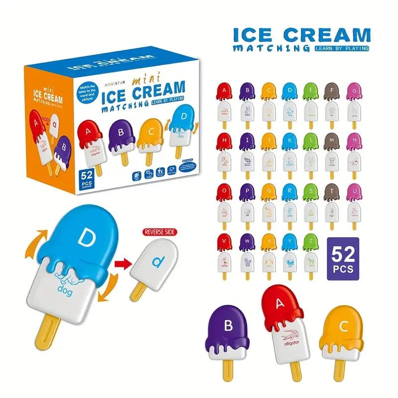 Bai Fen Bai Toys Cream Toys Matching Letters Ice Alphabet Match Uppercase Lowercase Color Cognitive Pairing Game Education Learning For Kids Gift