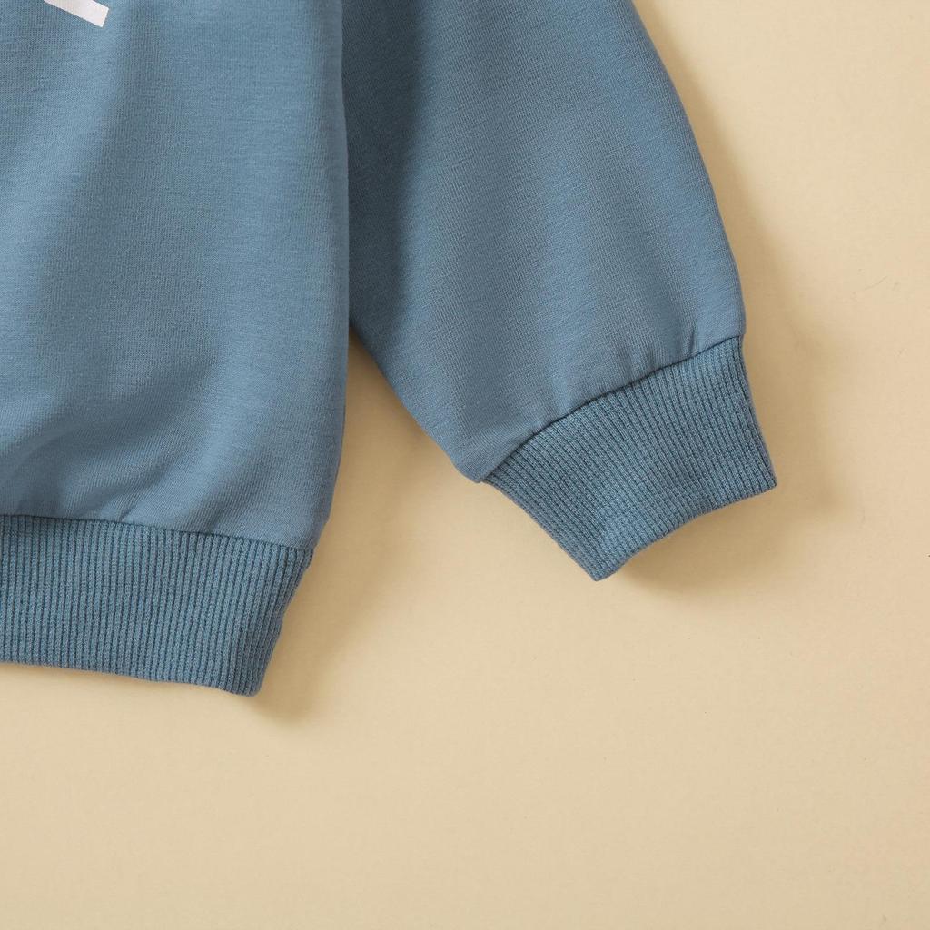 Toddler Letter Print Round Neck Top & Solid Color Long Pants Two-Piece Set, Multi-Color.