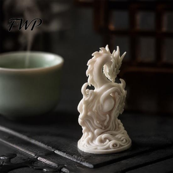 3D Printed Dragon Ornament Chinese Statue, Compact Figurine, Fine Detail Zodiac Collectibles Carving Design, Creative for Office Desk Decor Statue