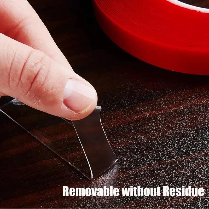 300CM Double Sided Nano Tape 5/10/15/20/25/30mm Width Transparent Red Film No Tras Wall Sticker Waterproof Adhesive Glue Tapes