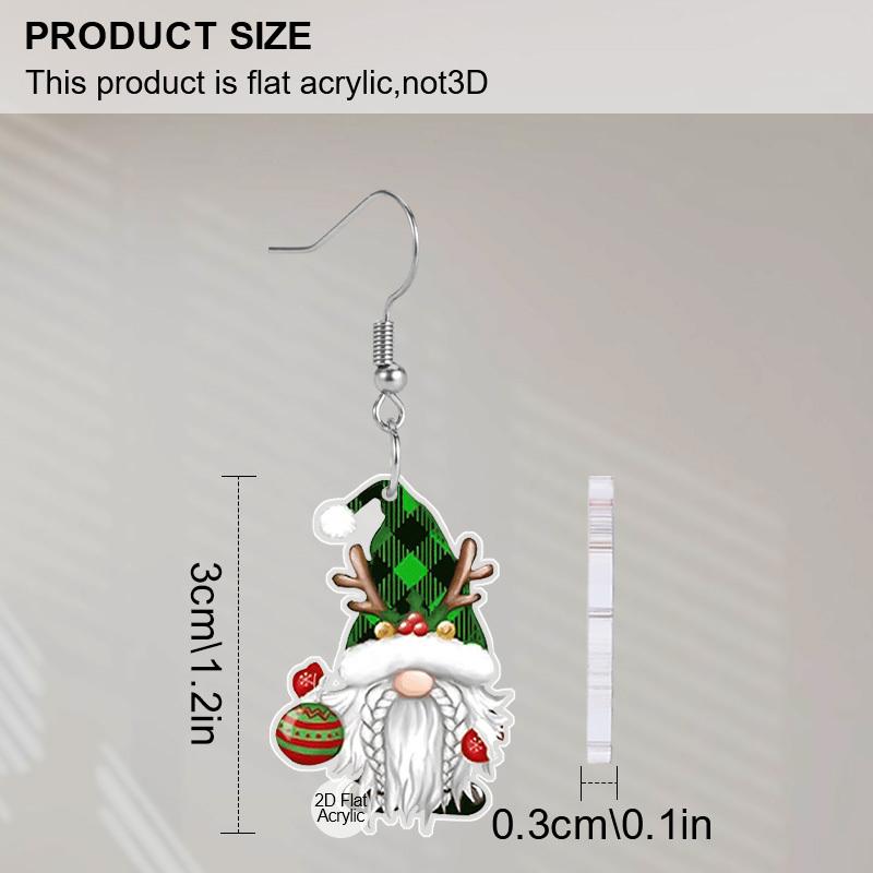2D Flat Green Dwarf Antler Dangle Earrings, Lightweight Acrylic Material, Suitable for Women, Ideal for Party Gifts, Jewelry, and Christmas Gifts.