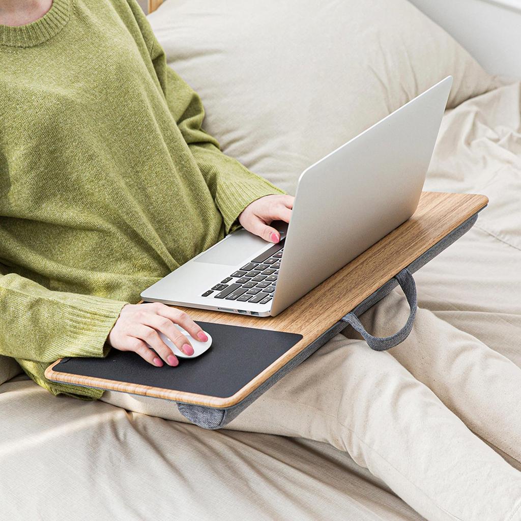 ergomi Laptop Desk with Mouse Pad and Wrist Fits Laptops up to 17 Portable for and Home Work Cushion, Support, Double-Sided, Inch, Bed, Sofa, Car,