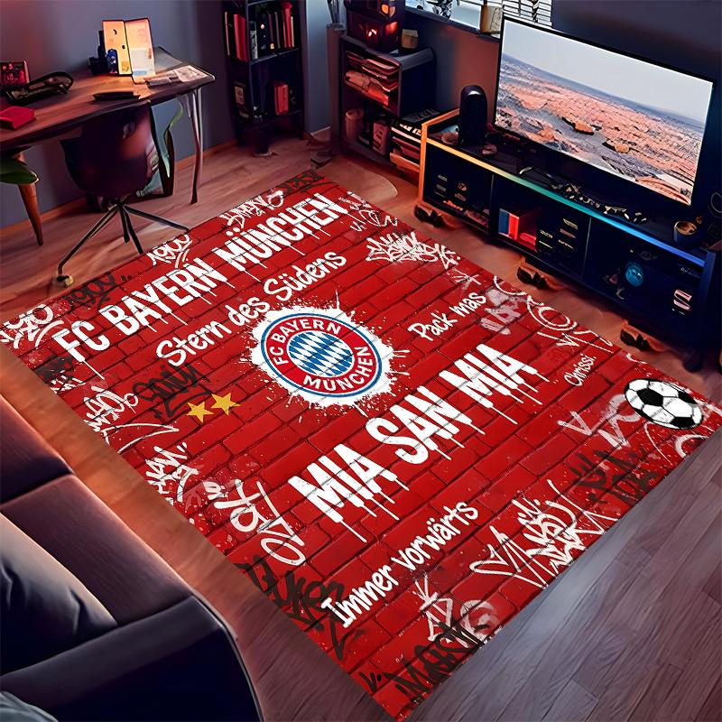 1pc FC Bayern München logo Print Area Rug - Soft,Washable Non-Slip Indoor Mat for Office Chairs,Living Room,Home Office Decorative Rug