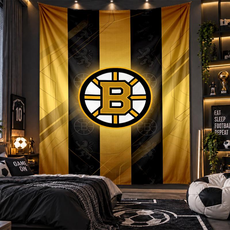 Wall Hanging Tapestry Boston Bruins Print Cloth for Living Room Bedroom Home Decor