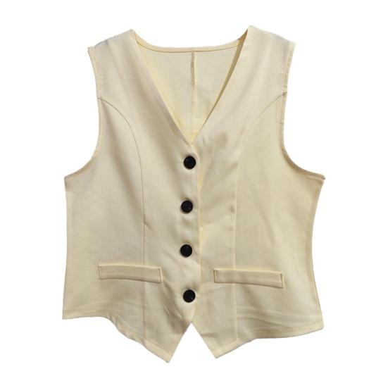 Damen Sommer 2-teilige Outfits Ärmellose Knopfleiste Blazer Weste Shorts Passendes Set Lässiges Büro Business Anzug Sets