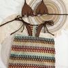 New seaside vacation bikini swimsuit three-piece sexy babes striped straps split swimsuit
