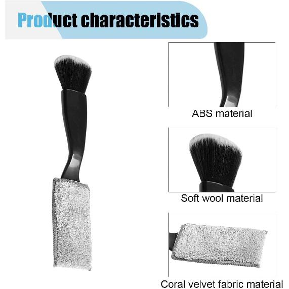 Car Double Head Clean Brush, 2 in 1 Duster for Car Clean, Car Interior Dust Detailing Brush for Air Vents Dashboard Screen, Soft Car Cleaning Tool