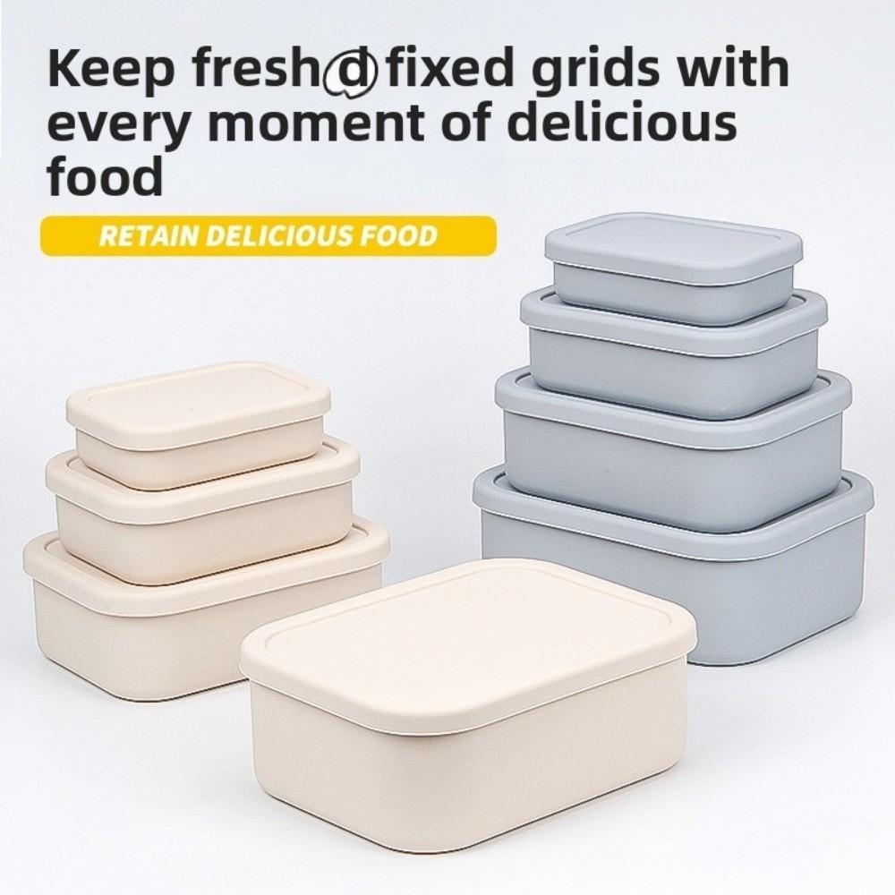 With Lid Silicone Lunch Box Food Grade Storage Box Rectangle Food Storage Container  Picnic