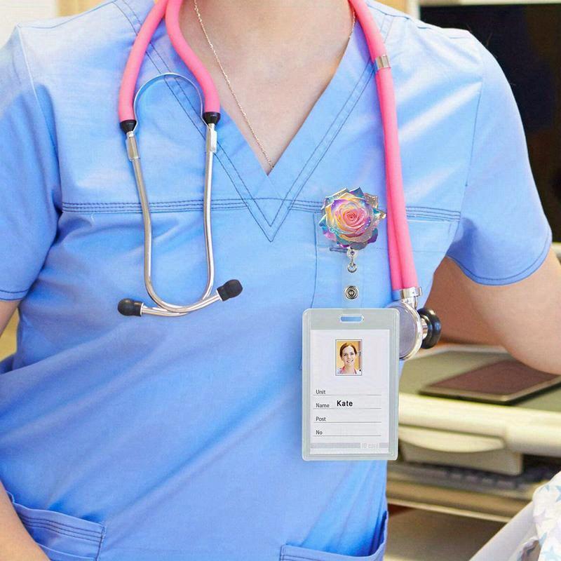 2D Rose Scalable Badge Clip Badge Clip ID Card Name Label Nurse Student Use, ID Cards and Supplies, Badge Clip“