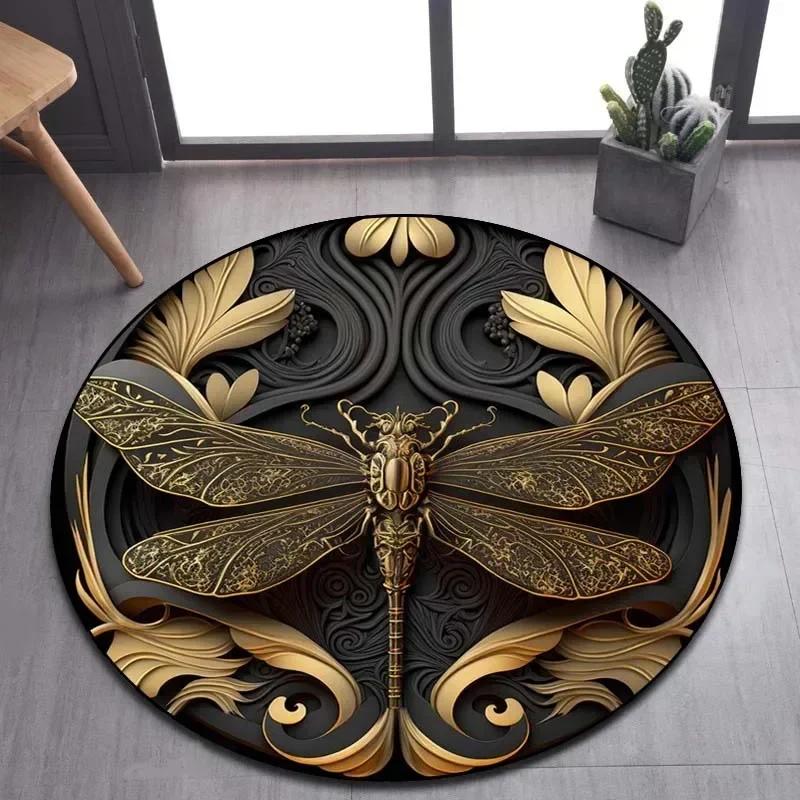 Viking Valknut Yggdrasil Tree of Life Round Area Rug,Carpet Rug for Living Room Bedroom Sofa Playroom Decor,Non-slip Floor Mat