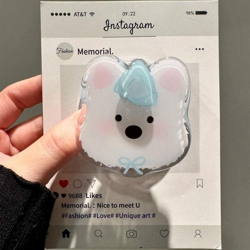 Korean Cute Dog Scallion Rotation For Magsafe Magnetic Phone Griptok Grip Tok Stand For iPhone 15 Wireless Charging Case Holder