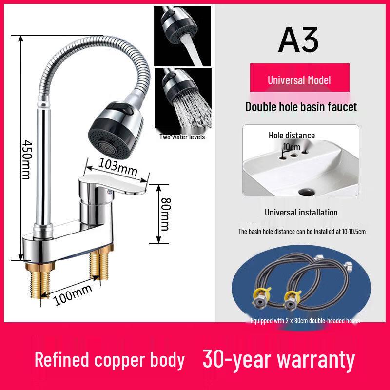 Yuzhuxun HC Dual-Hole Brass Basin Faucet