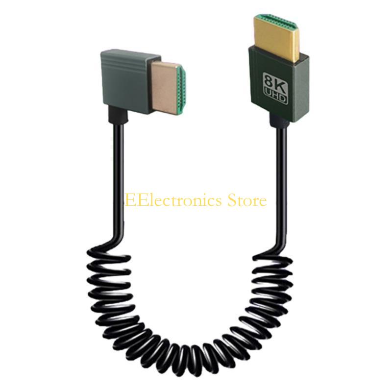 

B03C High Performances HDMIcompatible Male to Male Coiled Cable 8K@60Hz Stretchable for Camera