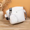 Rhombus Embroidered Shoulder Crossbody Bucket Bag Trendy Versatile Belt Small Round Bag Large Capacity Women's Bag