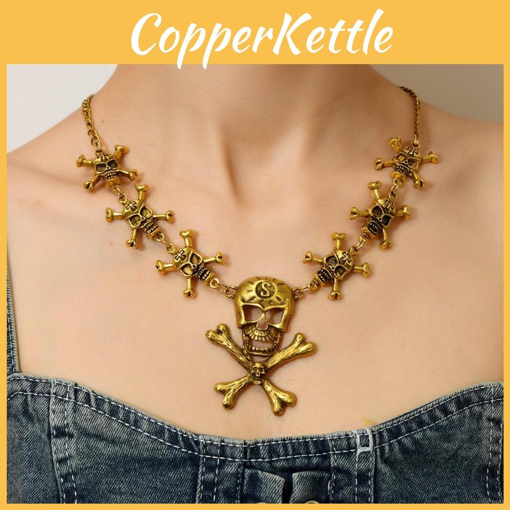 Dark Fantasy Skull Cross Necklace Metal Pendant For Festival Celebrations