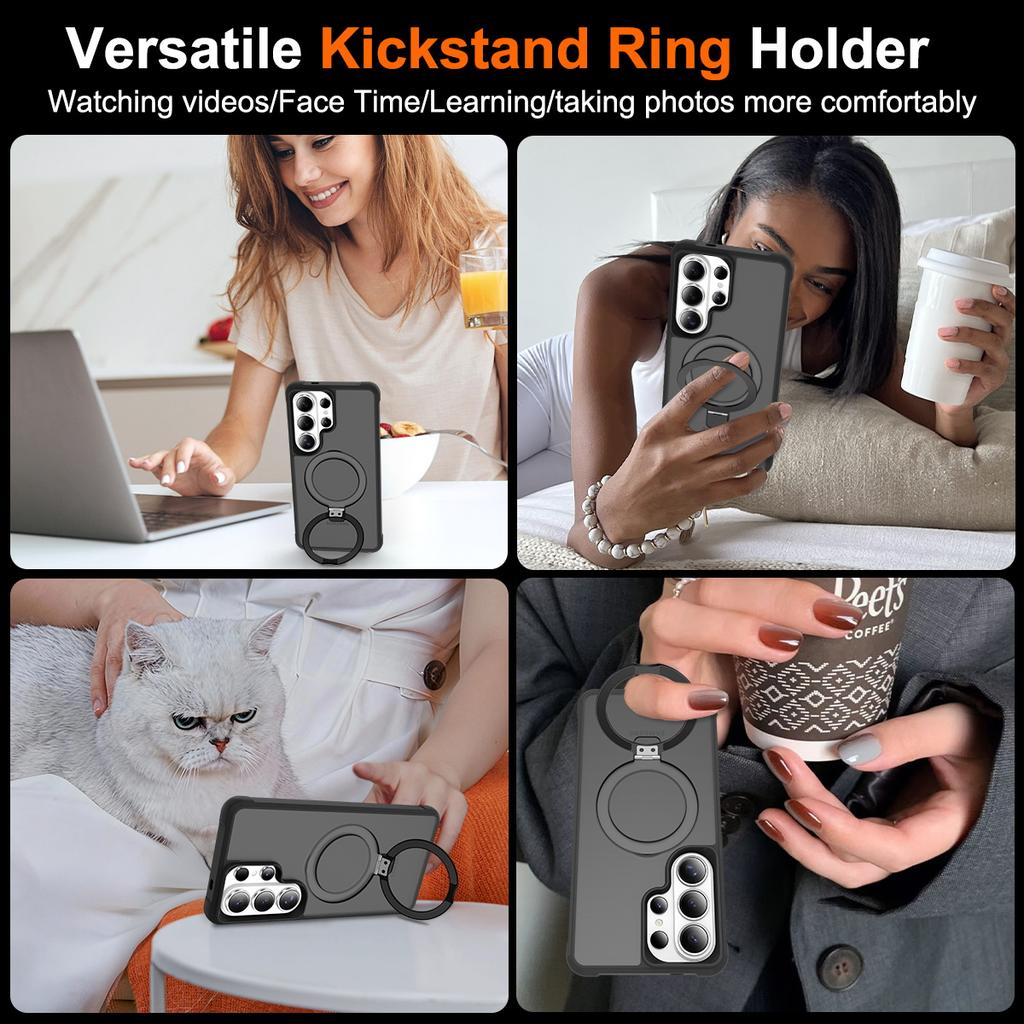 S26 Ultra Phone Case,Compatible With MagSafe Magnetic Stand Shockproof Slim Translucent Case For Samsung Galaxy S26 Ultra