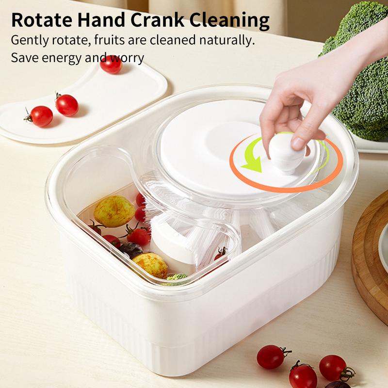 Fruit Vegetable Cleaning Machine Manual Water Salad Spinner Fruit Drain Basket Household Salad Washing Tool Kitchen Accessories
