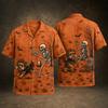 Men's Casual Halloween Print Short Sleeve Neck Shirt, Lightweight and Breathable