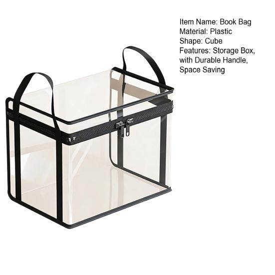 Transparent Clothes Storage Bag, with Sturdy Handles, Durable Plastic Visibility Book Organizer, Moisture-proof Toys Container for Playroom Study Room