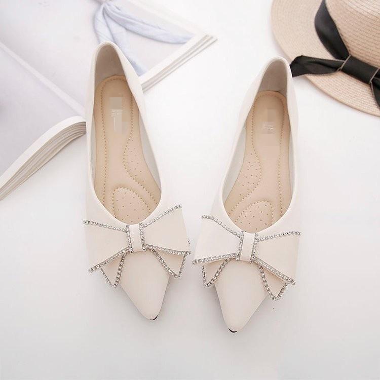 Bow single shoes new shallow mouth shoes soft leather soft sole Doudou shoes ladyshoes flat shoes