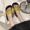 35-44 yards big size women's shoes summer new one word slippers female external wear comfortable thick bottom simple sandal drag