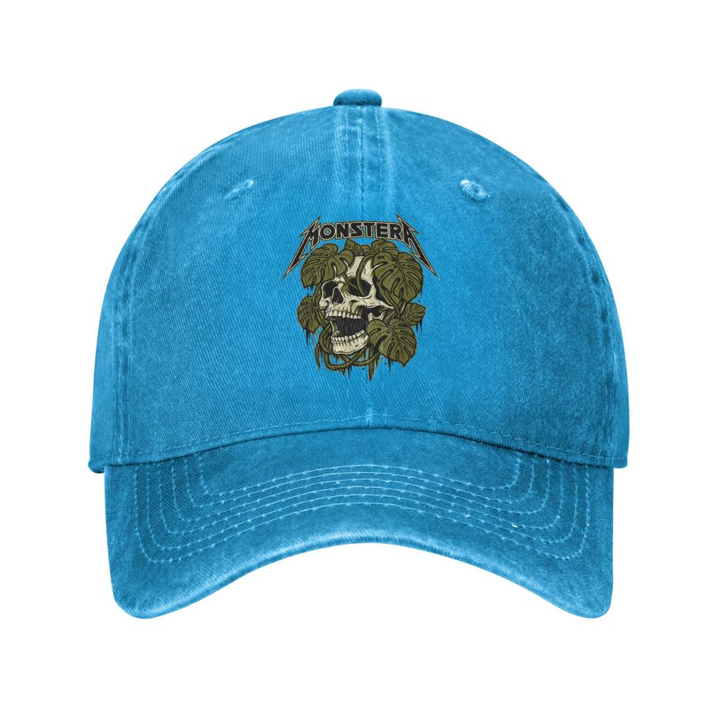 Funny Skull Monstera Plant Lover Gardener Grunge Washed Baseball Cap  Streetwear Sun Trucker Hat Summer Unisex-Teens Hippie Cap