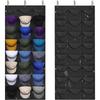 Dofilachy Hat Organizer Racks for Baseball Caps, Visible Hat Holder Rack for Wall Door with 3 Hooks, 24 Deep Pockets