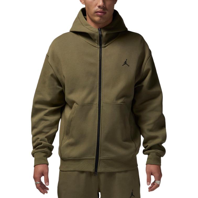 Jordan Solid Logo Hooded Zip-Up Long Sleeve Cardigan Vintage Sports Sweatshirt Men Sweatshirt Olive FV8602-222