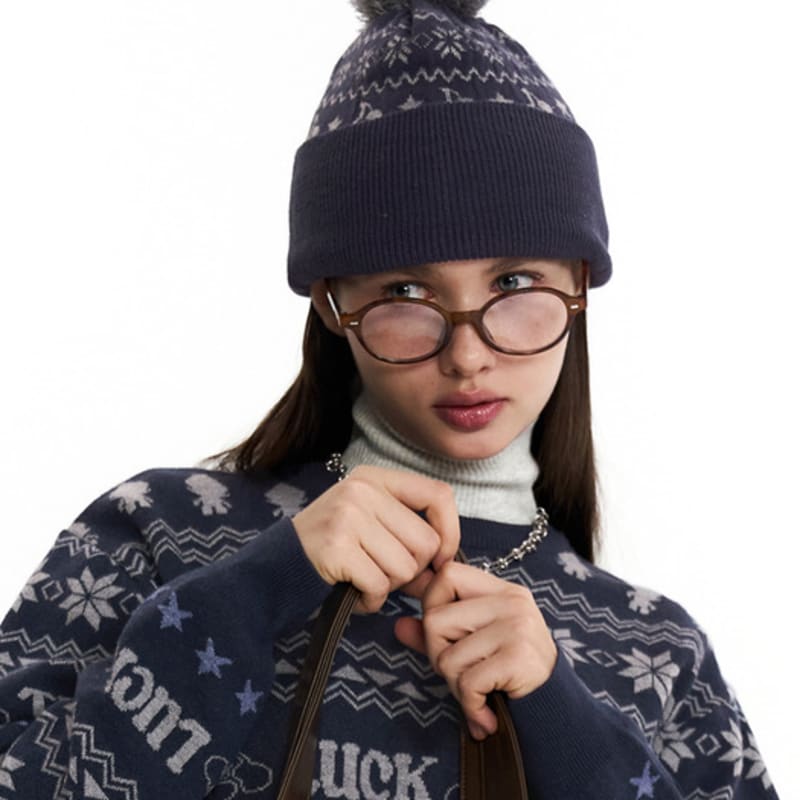 

KIRSH Jacquard Knit Pom Pom Beanie [Navy] F