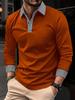 2023 Men's Contrast Color Long-Sleeved Polo Shirts for Spring and Autumn