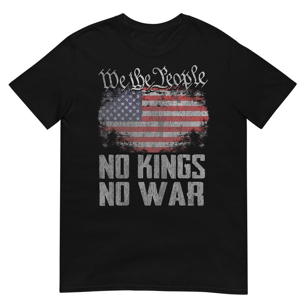 No Kings In America Us Flag Vintage No War Tshirt