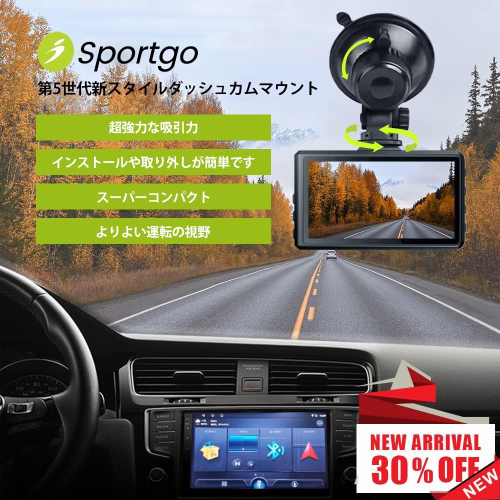 iSportgo Genuine S504 Dash Cam Suction Cup Mount [5th Generation] 360 Degree Rotation Suction