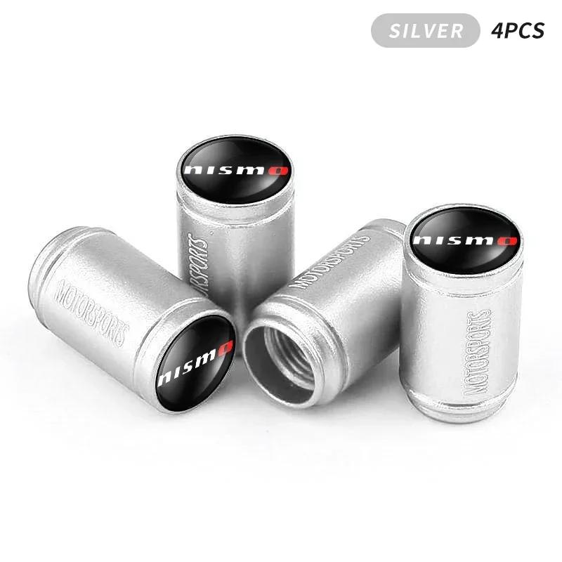 2025 J10 For Nissan 4pcs Aluminum Car Tire Valve Cap Tyre Gas Nozzle Cover Valve Dustproof For Nissan Nismo Tiida Teana Skyline
