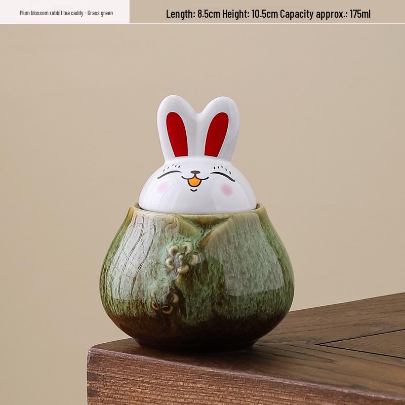 Ceramic Rabbit Tea Canister: Sealed, Portable, Moisture-Proof Home Decor