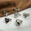 Elegant and Versatile Fashion Retro Tai Chi Spider Ring 6-piece Simple Ring Popular Female Jewelry