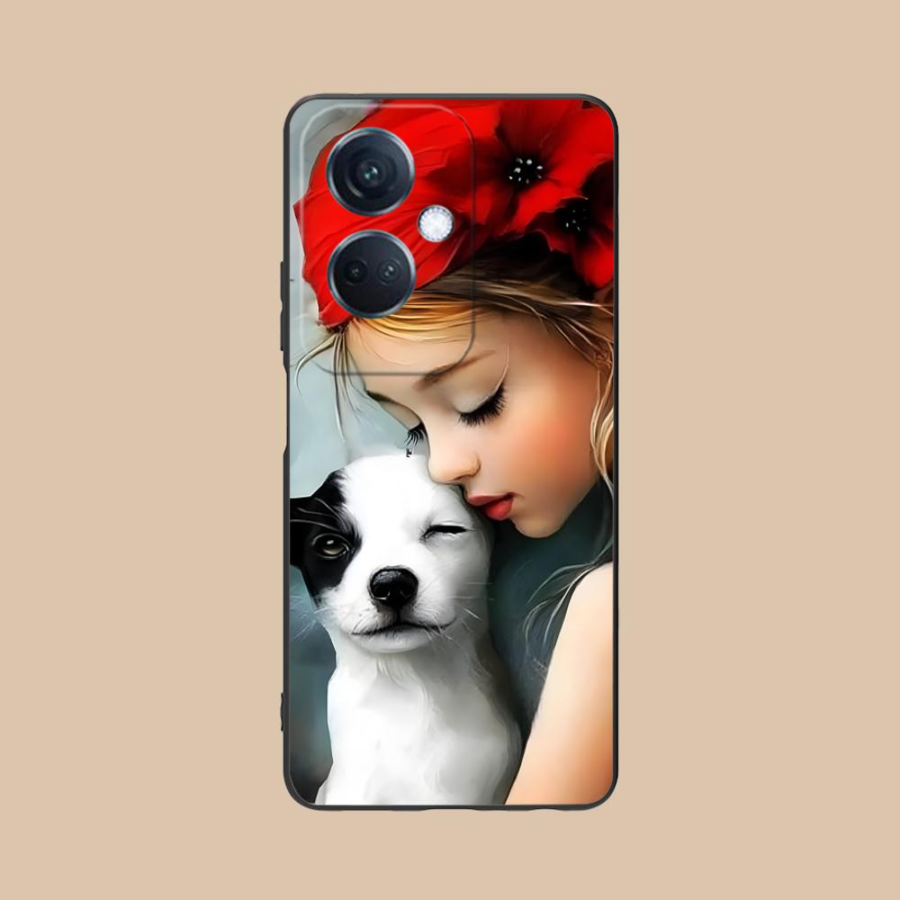 Girl Dog Puppy Matte TPU Mobile Phone Case for OPPO Reno 14 13 12 11 10 9 8 7 6 5 F T Pro 5G Colorful Printing Cover