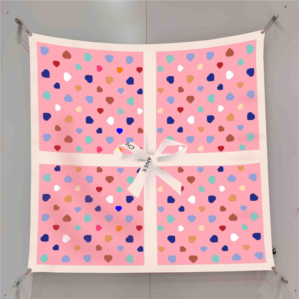 Silk Scarf Women Fashion Printed Square Scarves Head Echarpes Silk Foulards Femme Wraps Beach Shawls Bandana Lady Hijabs 90CM