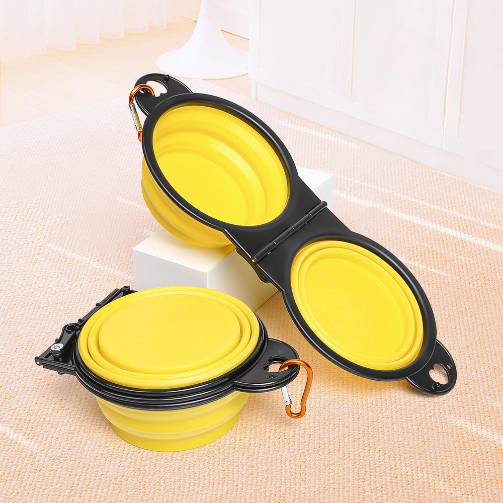 Pet Folding 350ml Small Bowl Double Bowl Outdoor Portable Multifunctional Pet Bowl Dog Bowl Cat