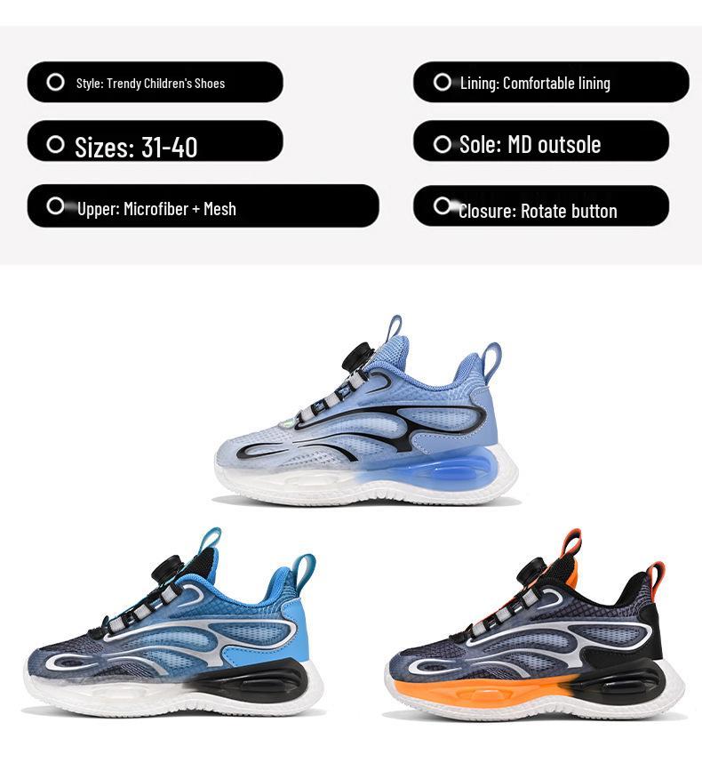 Youth Basketball Shoes: 2026 Rotating Buckle, Lightweight, Non-slip Running Sneakers for Boys