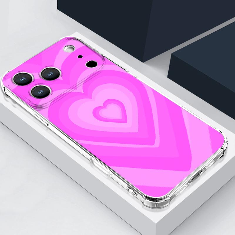 

Шелковый чехол с узором в виде сердечек для iPhone 17 Pro Max Coque iPhone 16 15 14 13 Pro Max 11 Ударопрочный прозрачный мягкий силиконовый чехол iPhone 17 Pro прозрачный