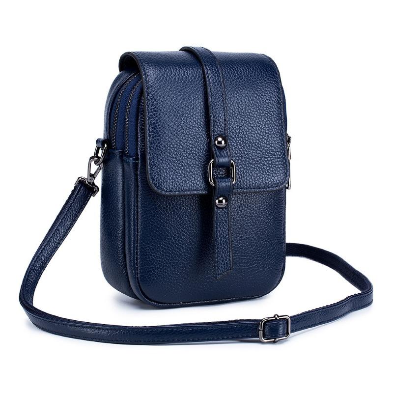 Skew Bag Multi-functional Mini Bag Women's Vertical Double Layer Genuine Leather Mobile Phone Bag