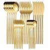 Portuguese Gold Stainless Steel Cutlery Set: 24/30 Piece Western Tableware with Steak Knife